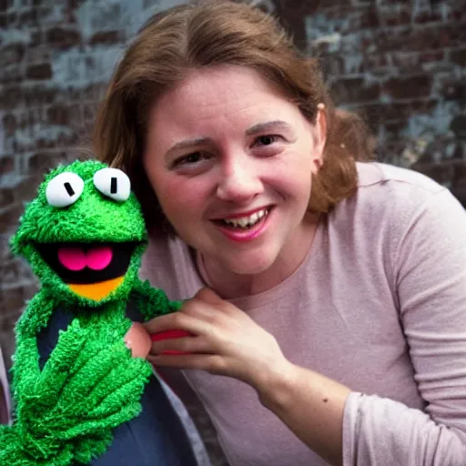 Prompt: person eating a muppet