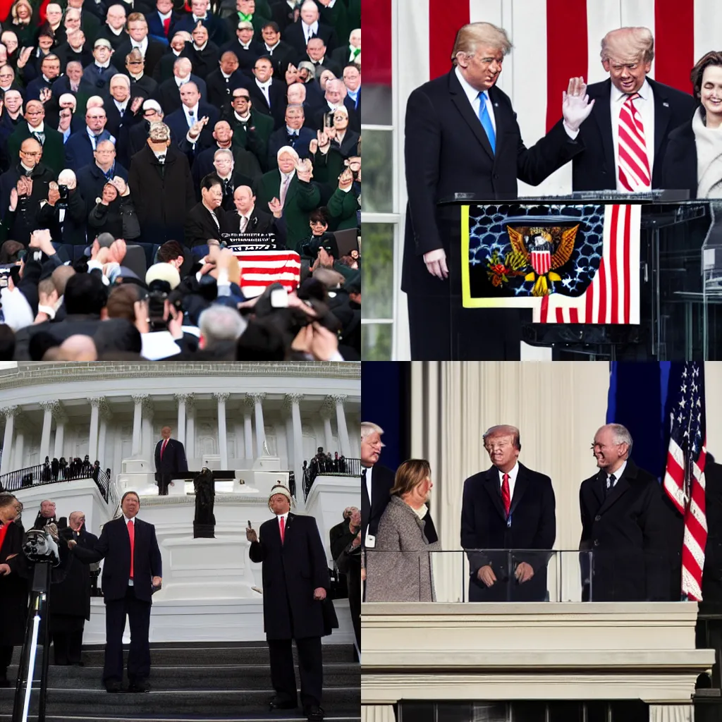 Prompt: A photograph of the inauguration of an NVIDIA GPU as president of the united states