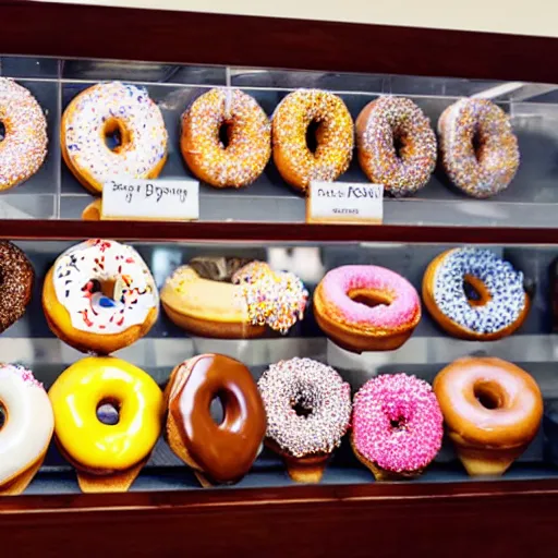 Image similar to a display case filled with lots of different types of donuts