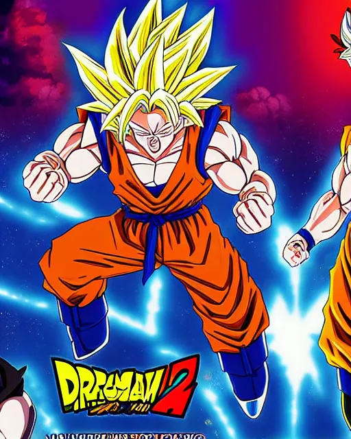 Image similar to super saiyan joe biden and super saiyan donald trump on a dragon ball z movie poster, hd,