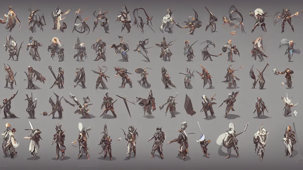 Prompt: sword sprite sheet, rpg iridescent broad sword design, ornament design, handpainted tabletop card game, tabletop game props, full page grid sprite sheet, game assets, asset sheet, sprite sheet, in the style of ArtGerm, Andreas Rocha, Atey Ghailan, Arkhip Kuindzhi