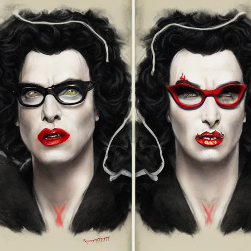 pencil illustration of Dr Frank-n-furter and riff-raff | Stable ...