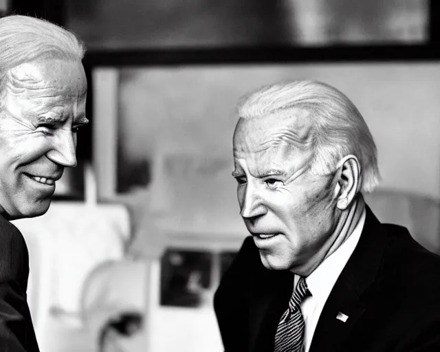 Image similar to president joe biden face to face with president joe biden, nikon 3 5 mm, photograph