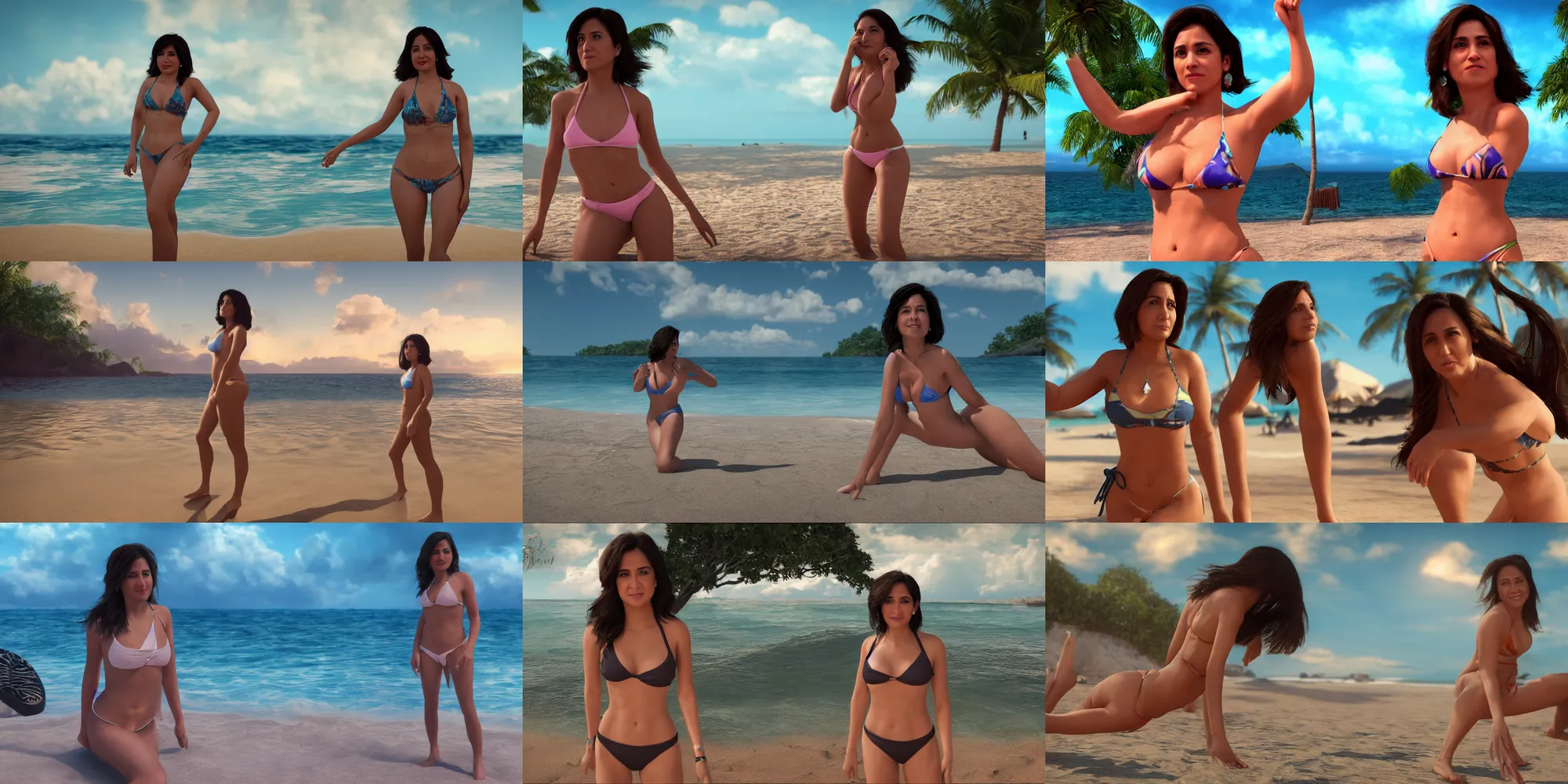 Prompt: a beautiful photo of 8k ultra of goddess Leni Robredo in a bikini at a beach, cinematic lighting, trending on artstation, 4k, hyperrealistic, focused, extreme details, unreal engine 5, cinematic, masterpiece