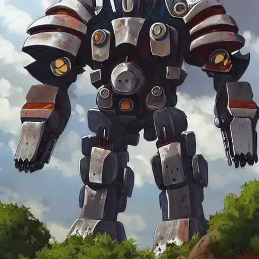 Image similar to a big medieval mech, anime, hyperrealistic