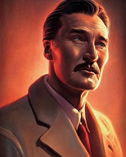 Image similar to Errol Flynn as a scientist. 1980s dystopian Soviet Russia, propaganda screens. Unreal engine, fantasy art by Anna Podedworna. Faithfully depicted facial expression, perfect anatomy global illumination, radiant light, detailed and intricate environment