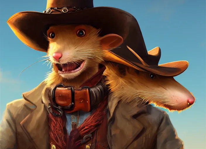 Prompt: character portrait feature of the anthro male anthropomorphic rat fursona wearing cowboy outfit wild west desperado sitting in an old monte carlo, a man whose heart is hollow, character design stylized by charlie bowater, ross tran, artgerm, makoto shinkai, detailed, soft lighting, rendered in octane