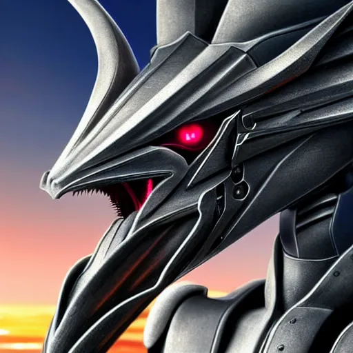 Prompt: epic close up shot, realistic detailed stunning beautiful anthropomorphic robot mechanical female dragon, doing an elegant pose with hand on hip, looking to the side, sleek streamlined armor and design, sharp claws, sleek head, long tail, standing on two legs, wearing a hooded cloak that blows in the wind from behind her, on the beach during sunset, high quality, cinematic art, sunset lighting, artstation, deviantart, furaffinity