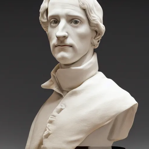 Prompt: photo of a polychromatic porcelain portrait bust of paul atreides, 1 8 th century style, studio lighting, british museum, 4 k