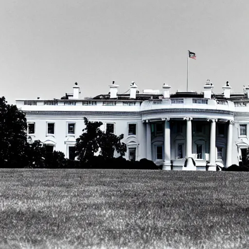 Prompt: a demolished and ruined white house