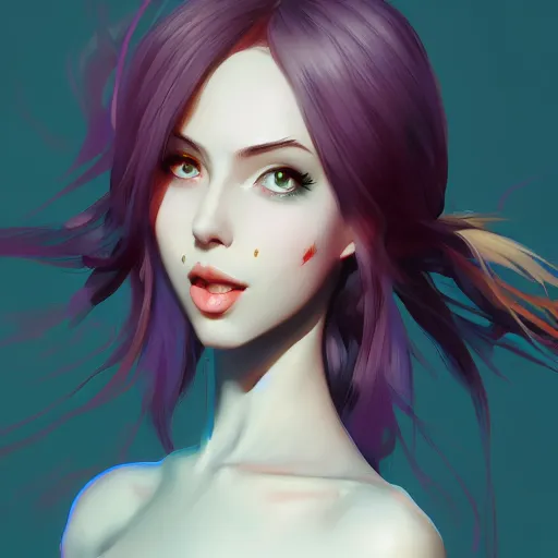 Image similar to Jinx lol, character art, illustration, elegant, 2d, ultra highly detailed, digital painting, smooth, sharp focus, artstation, pixiv, art by Ilya Kuvshinov