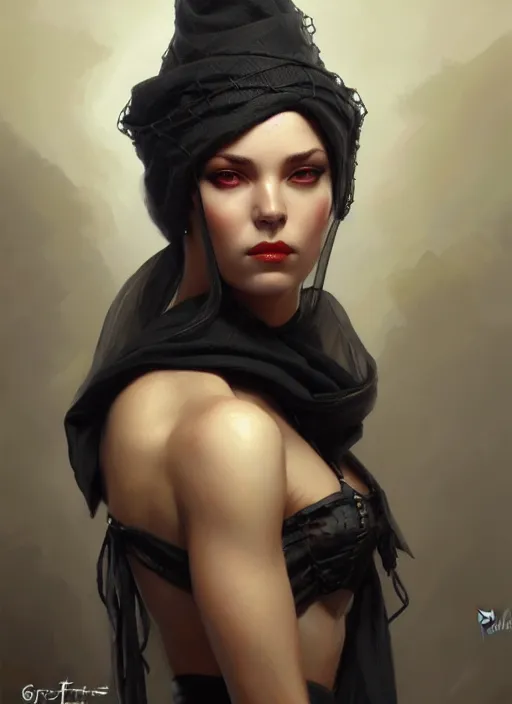 Image similar to a _ fantasy _ style _ portrait _ painting _ of widow black net bonnet, oil _ painting _ unreal _ 5 _ daz. _ rpg _ portrait _ extremely _ detailed _ artgerm _ greg _ rutkowski _ greg