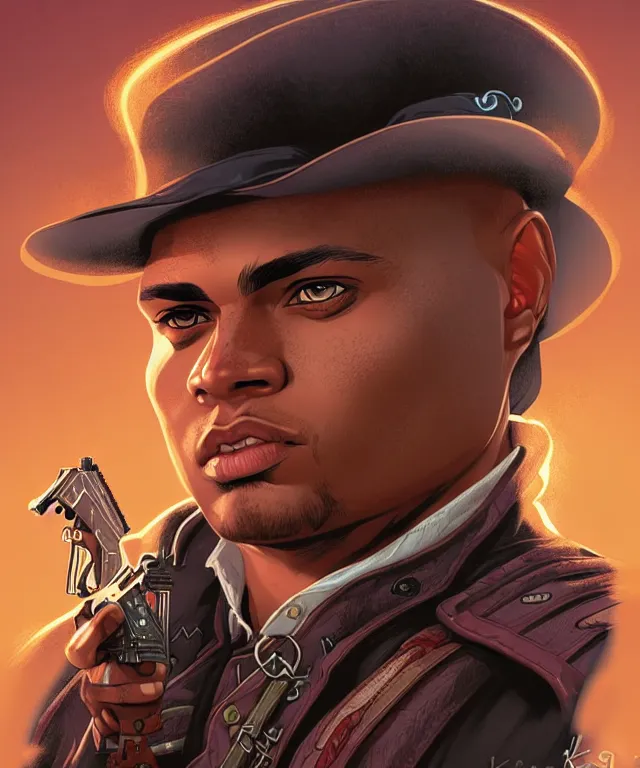 Image similar to fantasy comic style portrait of young charles barkley as a gunslinger, digital illustration by ken taylor and sana takeda, hd, 4 k, intricate, highly detailed!!, character design, cover art, award winning