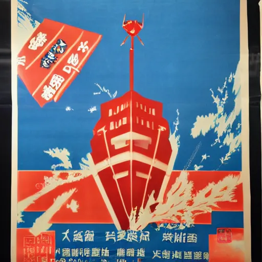 Prompt: 力量源於行動! PROPAGANDA POSTER from the 1960's. All Hail our Glorious Leader Mr. Krabs is now the Chairman of the Great Leap Forward. Mr. Krabs LOVES money. 我們愛錢!
