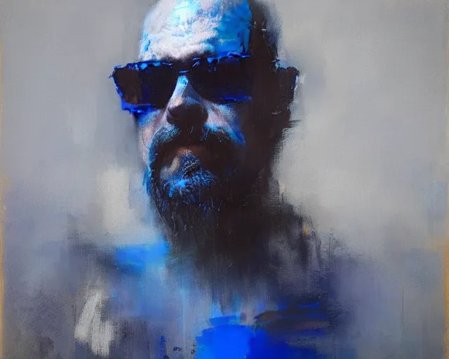 Image similar to portrait of gg allin in shades of grey but with blue by jeremy mann