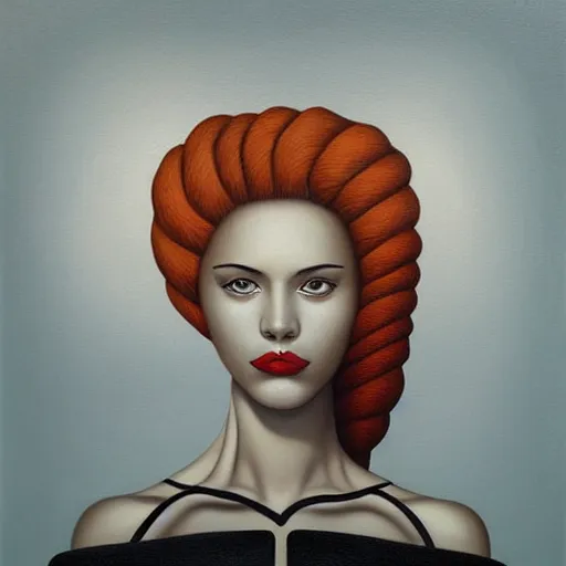 Image similar to minimalist, detailed painting, an ultrafine detailed painting by rafal olbinski, very detailed, airbrush art, pop surrealism, a painting of a woman, skeuomorphic, behance contest winner