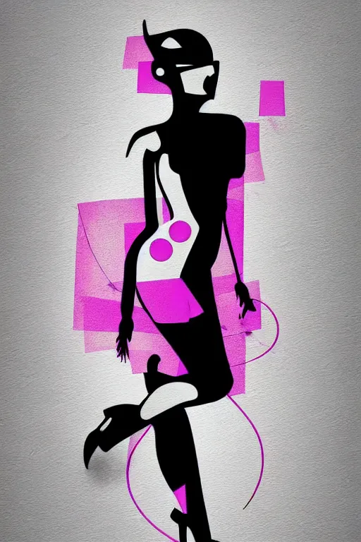 Image similar to vector style the abstract painting of an image of a lady artistic flat illustration, cyber punk minimal figure art, soft colors mono chromatic, art in the style of Bryen Frost