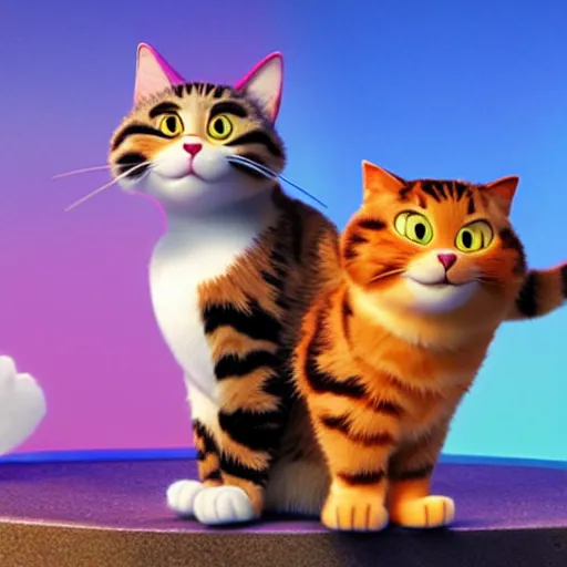 Image similar to still of a Pixar film about gay cats