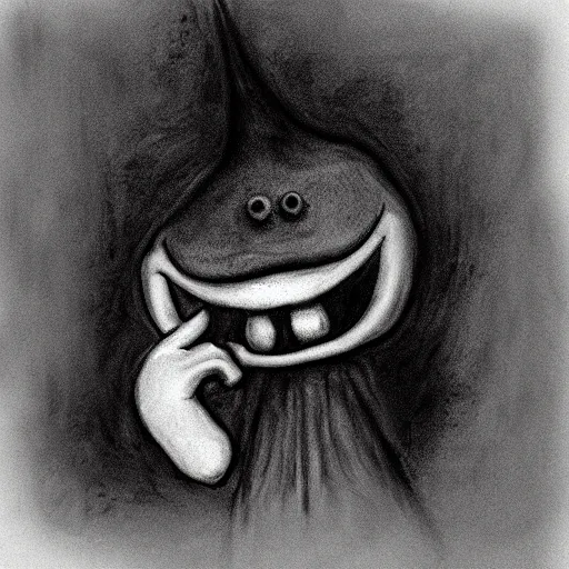 Image similar to horrifying charcoal drawing of the babadook