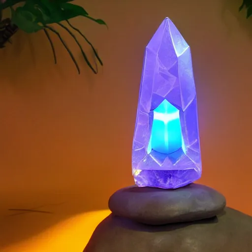 Image similar to a glowing crystal sword in the stone