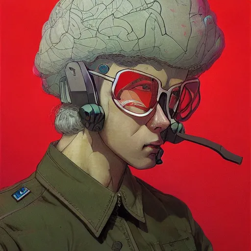 Image similar to prompt : soviet doomer portrait soft light painted by james jean and katsuhiro otomo and erik jones, inspired by akira anime, smooth face feature, intricate oil painting, high detail illustration, sharp high detail, manga and anime 1 9 9 9