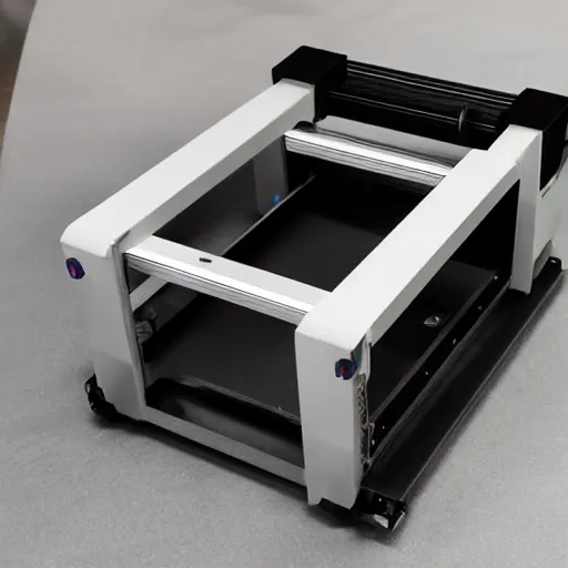 Image similar to conveyor belt prusa 3 d printer, high - end product photoshoot