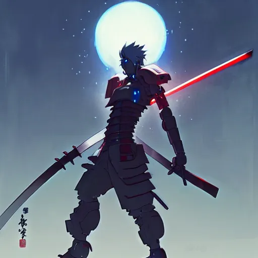 Image similar to cyborg samurai, gapmoe yandere grimdark, trending on pixiv fanbox, painted by greg rutkowski makoto shinkai takashi takeuchi studio ghibli, akihiko yoshida