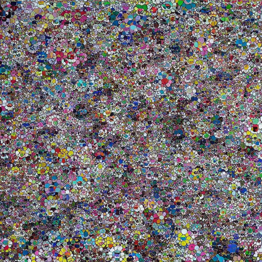 Image similar to camouflage made of love, style of takashi murakami, abstract, rei kawakubo artwork, cryptic, stipple, lines, splotch, color tearing, pitch bending, lines, blotches, color splotches, dark, ominous, abstract, minimal, points, technical, painting