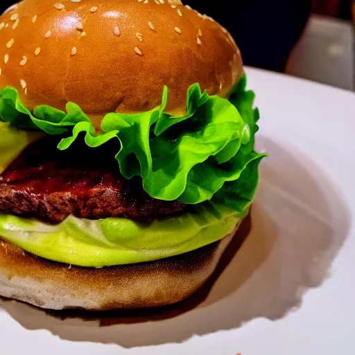 Image similar to close up high resolution photo of hamburger, michelin star, very tasty, food photography, instagram, trending