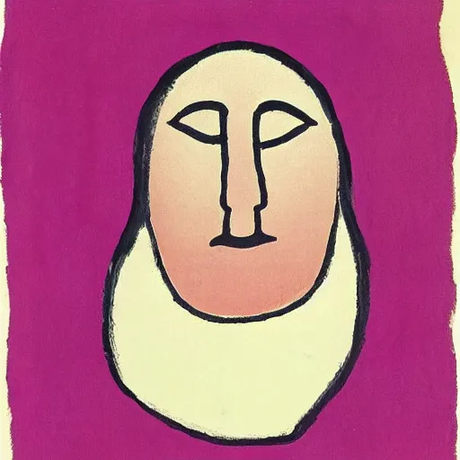 Image similar to A beautiful illustration. She has deeply tanned skin that makes me think of Oort, an almond Asian face and a compact, powerful body. magenta, 1970s by Ben Shahn, by Etel Adnan rich details, unnerving