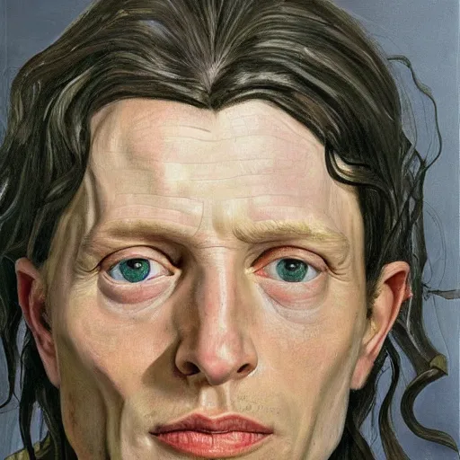 Image similar to high quality high detail painting by lucian freud, hd, arwen from lord of the rings