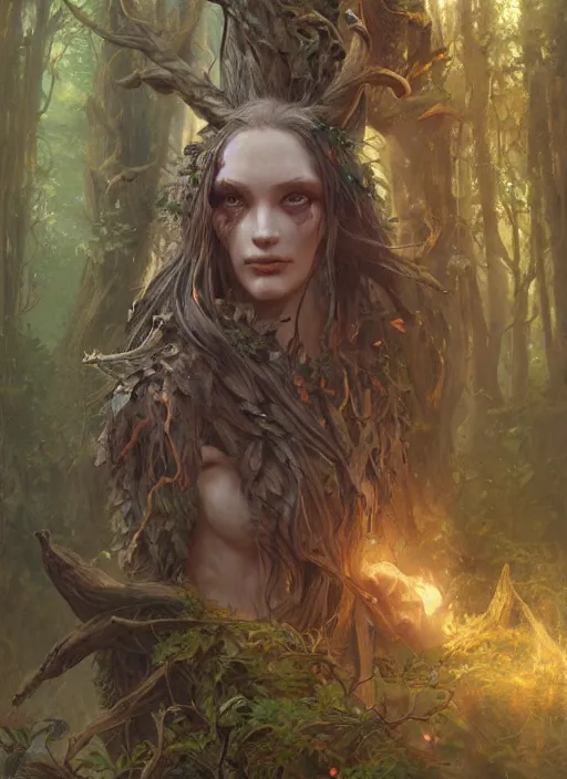 Image similar to digital _ painting _ of _ forest witch _ by _ filipe _ pagliuso _ and _ justin _ gerard _ symmetric _ fantasy _ highly _ detailed _ realistic _ intricate _ port