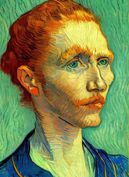 Prompt: !! portrait of the beautiful artist's muse!! by van gogh, detailed face, symmetrical painting, beautiful expressionist oil painting masterpiece, 8 k resolution, smooth, sharp focus, pastel color palette, trending on artstation