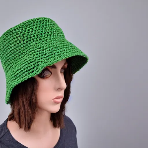 Prompt: crochet shrek bucket hat