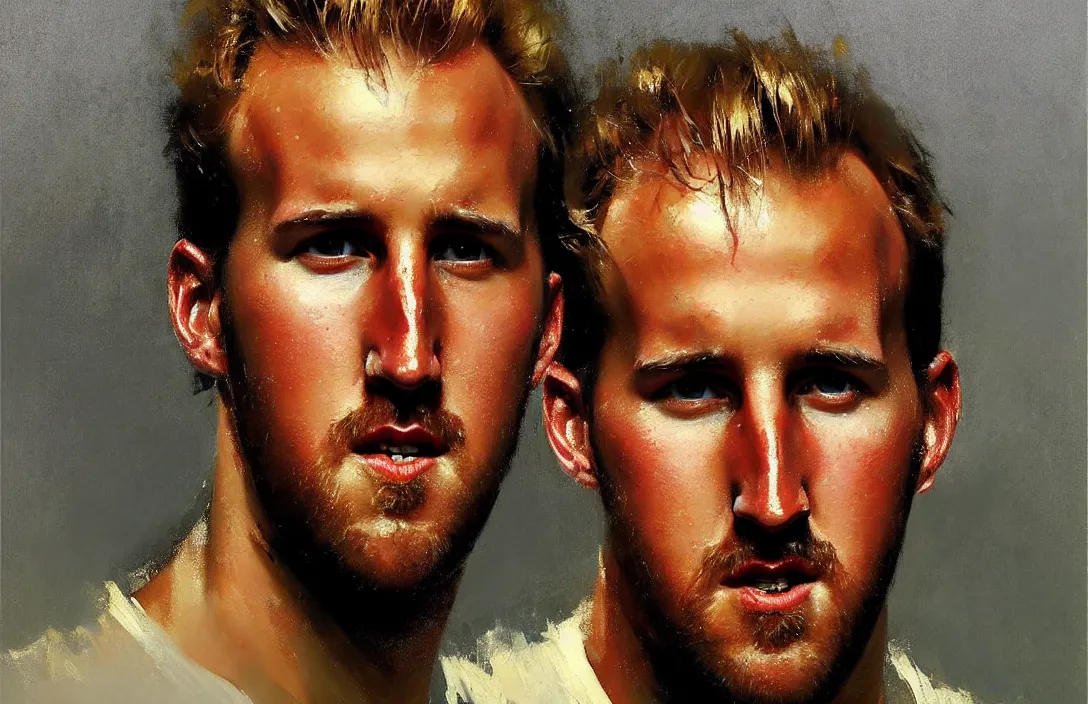 Prompt: portrait of harry kane!!!!!!!!!!!!!!!!!!!!!!!!!!!, detailed face, detailed painting, epic lighting, by ilya repin, phil hale and kent williams