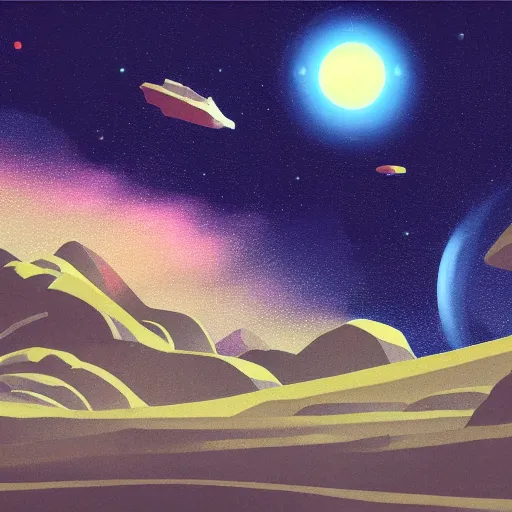 Image similar to No Man's Sky, planet landscape, height quality digital painting