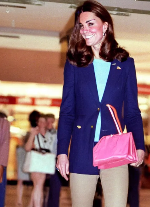 Prompt: candid photo of kate middleton in a shopping mall in the 1990s