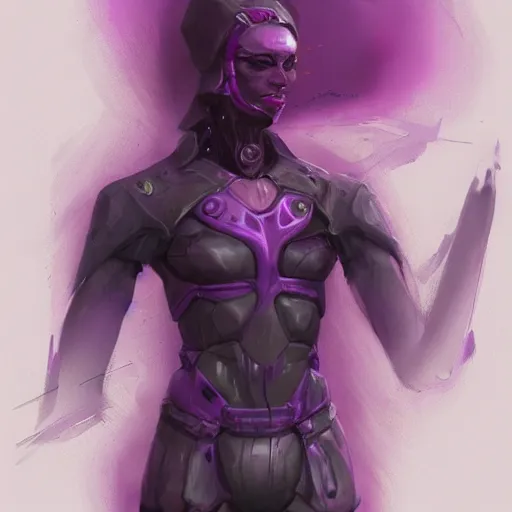 Image similar to character design sketch humanoid by ahmet atil akar, concept art character, cyberpunk fashion, with body made of purple lava and fire, profile portrait, marvelous designer, fantasy, painted, 4 k, high detail, sharp focus, trending in artstation