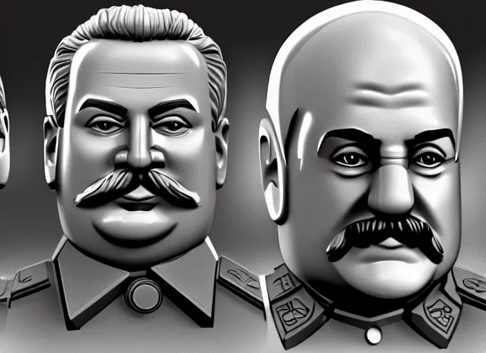 Prompt: hyperdetailed stalin and lenin as lego characters, unreal engine, lumen, nanite