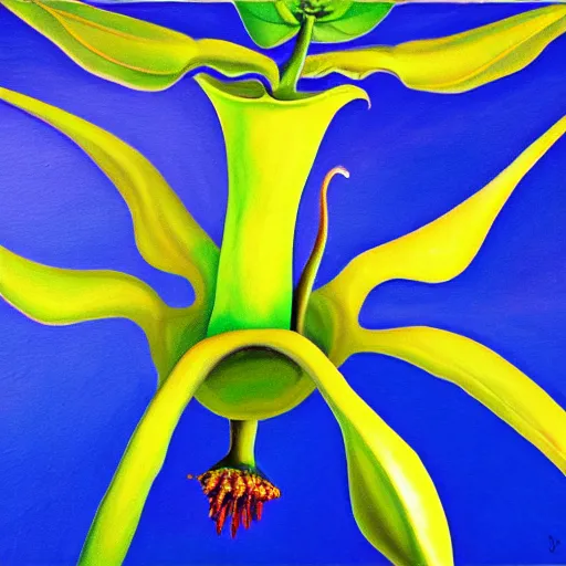 Prompt: oil panting of a brugmansia suaveolens flower