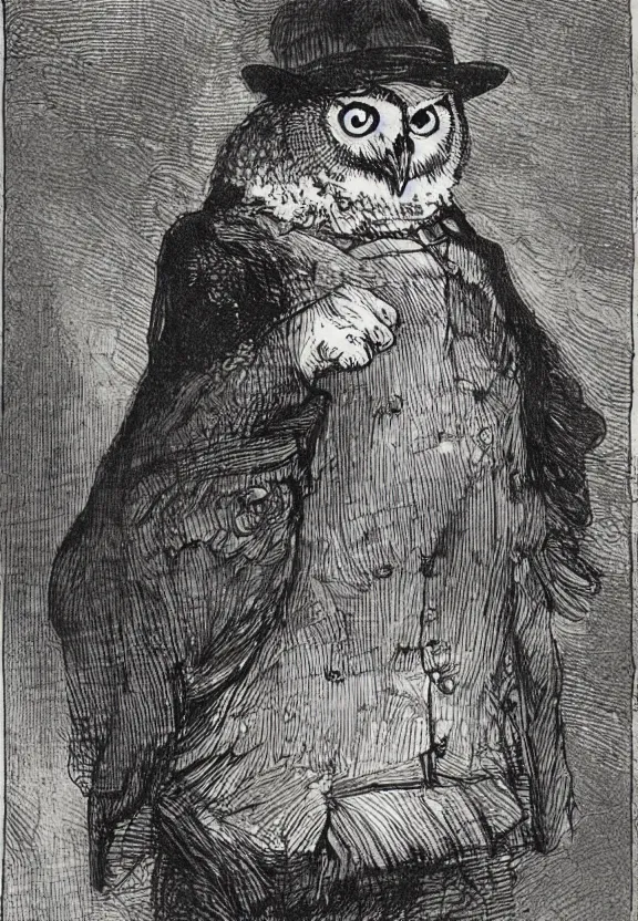 Prompt: comic book about grumpy owl detective, by rembrandt