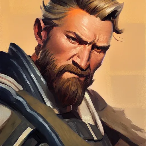 Image similar to greg manchess portrait painting of armored obi wan kenobi as overwatch character, medium shot, asymmetrical, profile picture, organic painting, sunny day, matte painting, bold shapes, hard edges, street art, trending on artstation, by huang guangjian and gil elvgren and sachin teng