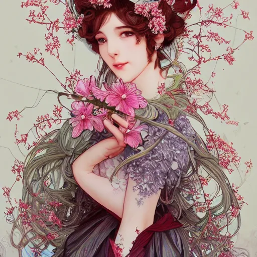 Prompt: a photograpic portrait of a anthropomorphic cherry - blossom wearing white clothes, fantasy, intricate, elegant, highly detailed, digital painting, artstation, concept art, smooth, sharp focus, illustration, art by artgerm and h r giger and alphonse mucha