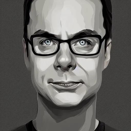 Prompt: Sheldon Cooper of The Big Bang Theory by waveloop, artstation, Ricardo Rodrigues, digital art