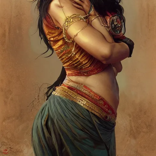 Prompt: south indian woman lower back, ultra realistic, concept art, intricate details, eerie, horror, highly detailed, photorealistic, octane render, 8 k, unreal engine. art by artgerm and greg rutkowski and alphonse mucha