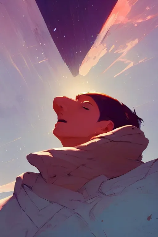 Image similar to looking up into the sky i see an anxious reflection of myself behance hd artstation by jesper ejsing, by rhads, makoto shinkai and lois van baarle, ilya kuvshinov, ossdraws, that looks like it is from borderlands and by feng zhu and loish and laurie greasley, victo ngai, andreas rocha