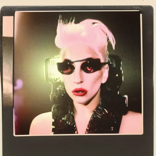 Image similar to polaroid of lady gaga in the 80s, disco setting , Highly realistic. High resolution. Highly detailed. Dramatic. 8k.4k