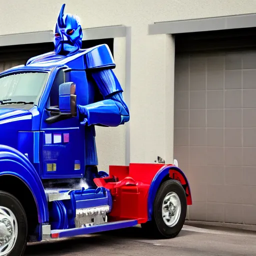 Image similar to Optimus prime working in a local carwash