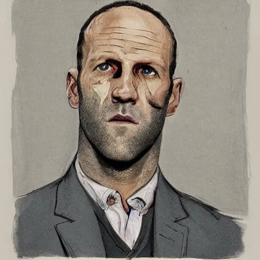 Image similar to aquatint portrait Detective Sergeant Jason Statham wearing a bloodhound mask whilst donning a tan trenchcoat honore daumier jeff simpson koya nakatsudo amalia ulman hideaki takamura scrimshaw