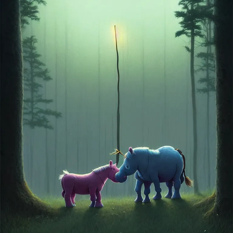 Prompt: epic professional digital art of simple eeyore, atmospheric lighting, painted, intricate, detailed, by leesha hannigan, simon stalenhag, ignacio fernandez rios, best on artstation, cgsociety, epic, stunning, gorgeous, much detail, much wow, masterpiece